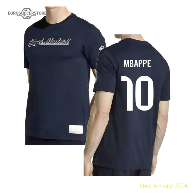 2025-2026 Madrid Real Madrid Us Tee (Navy) (Mbappe 10) In Multiple Sizes