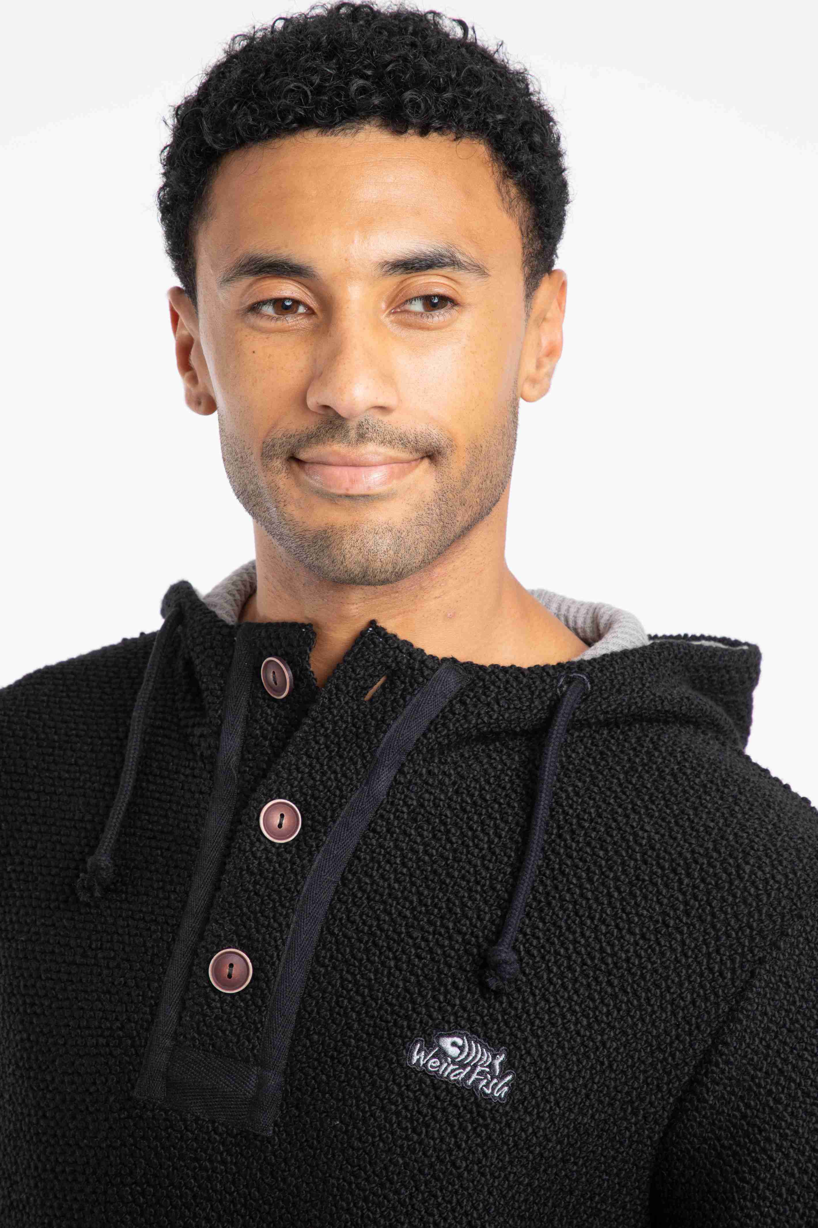 Bakersfield Button Neck Macaroni Hoodie Black
