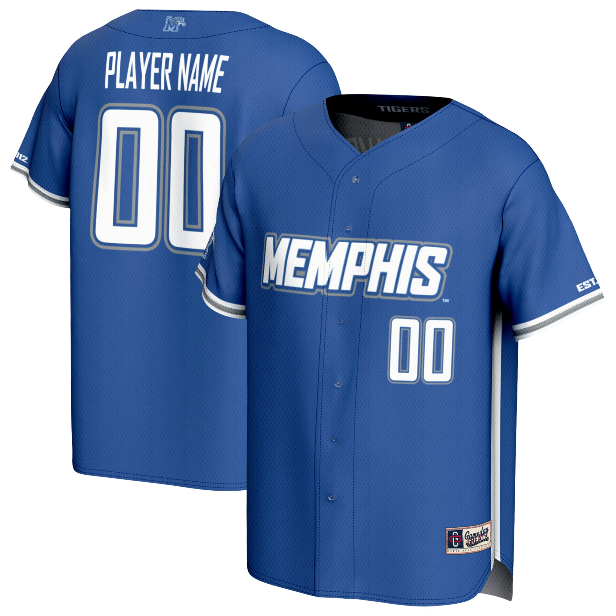 Memphis Tigers GameDay Greats Unisex Lightweight Collegiate Baseball NIL Pick-A-Player Fashion Jersey - Royal