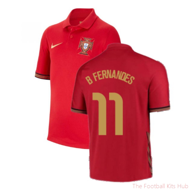 2020-2021 Portugal Home Nike Shirt (Kids) (B Fernandes 11)