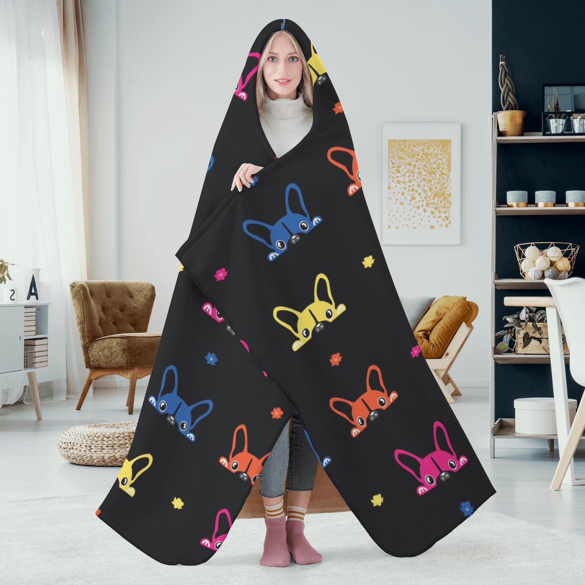 French Bulldog Ozzy Hooded Blanket Cute Frenchie Essential