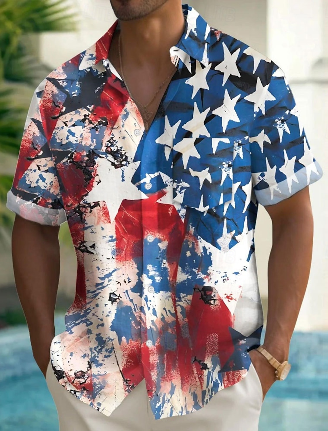 Independence Day Men's American US Flag 4th of July U.S. 250th Anniversary Patriotic Shirt Summer Shirt Button Up Shirt Short Sleeve Fashion Casual Holiday Summer Spring Turndown 3D Print Collared