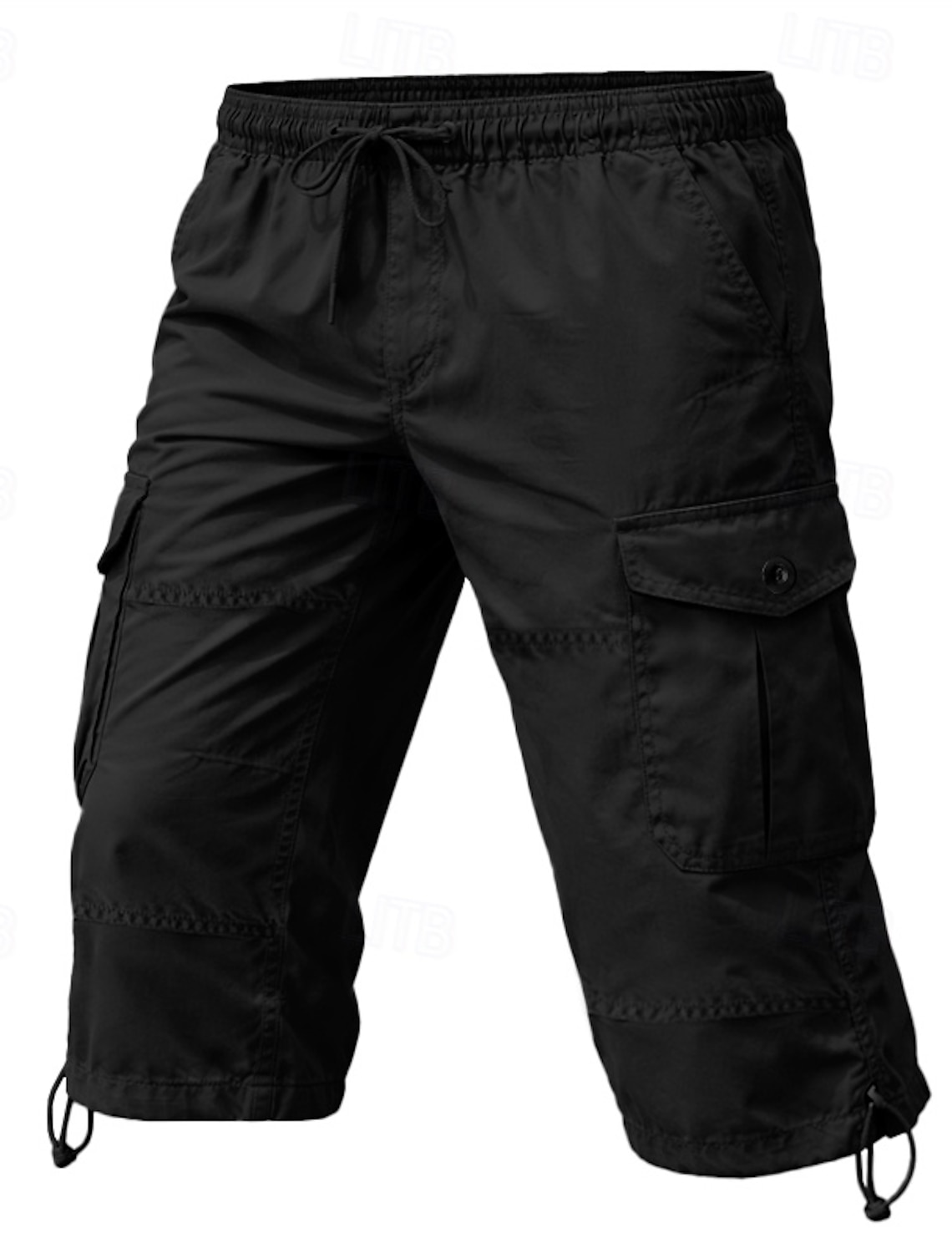 Men's Tactical Cargo Cargo Shorts Shorts Casual Shorts Pocket Elastic Waist Plain Comfort Calf-Length Casual Outdoor Streetwear Fashion Streetwear Black Yellow Inelastic