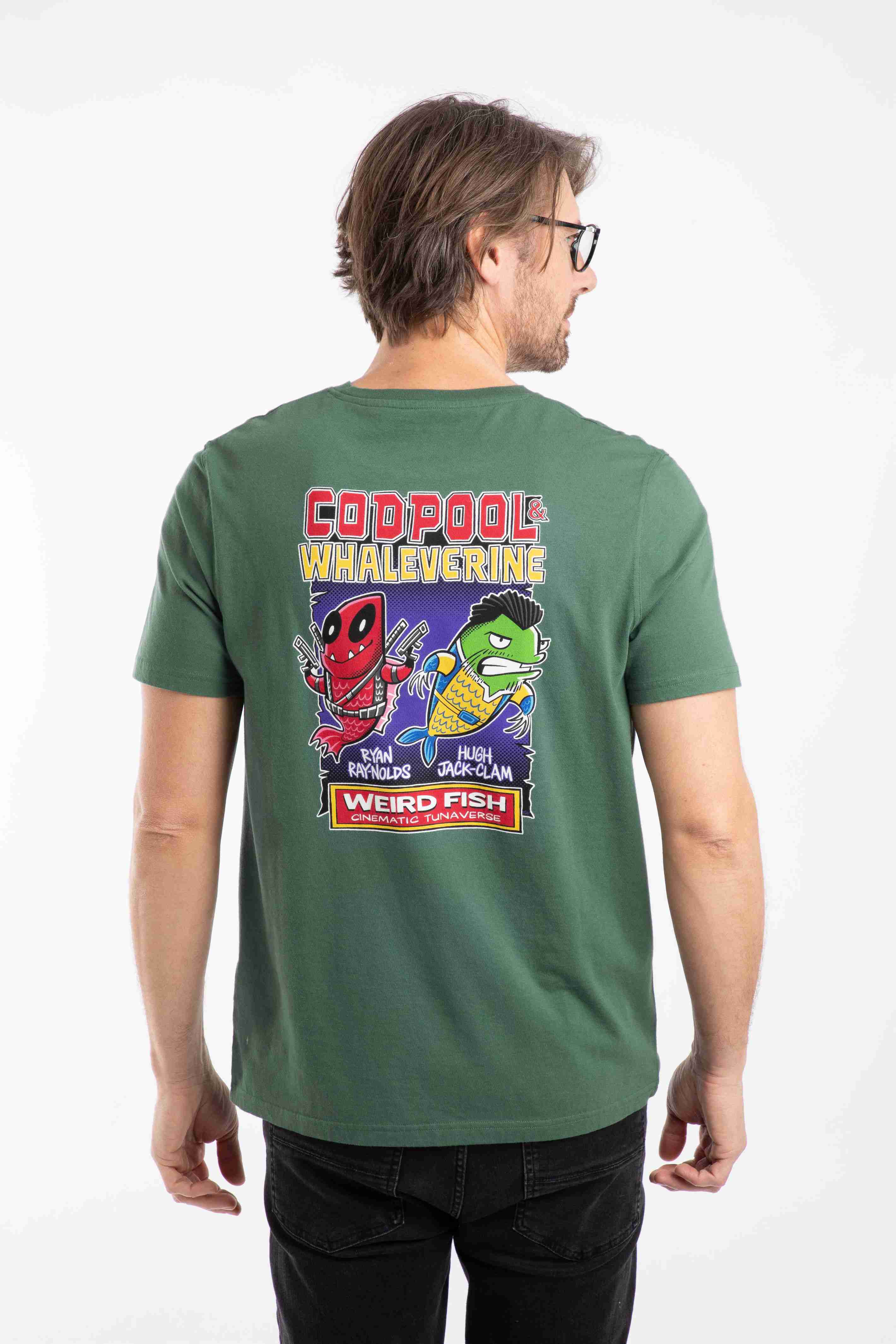 Codpool Back Print Artist T-Shirt Dusky Green