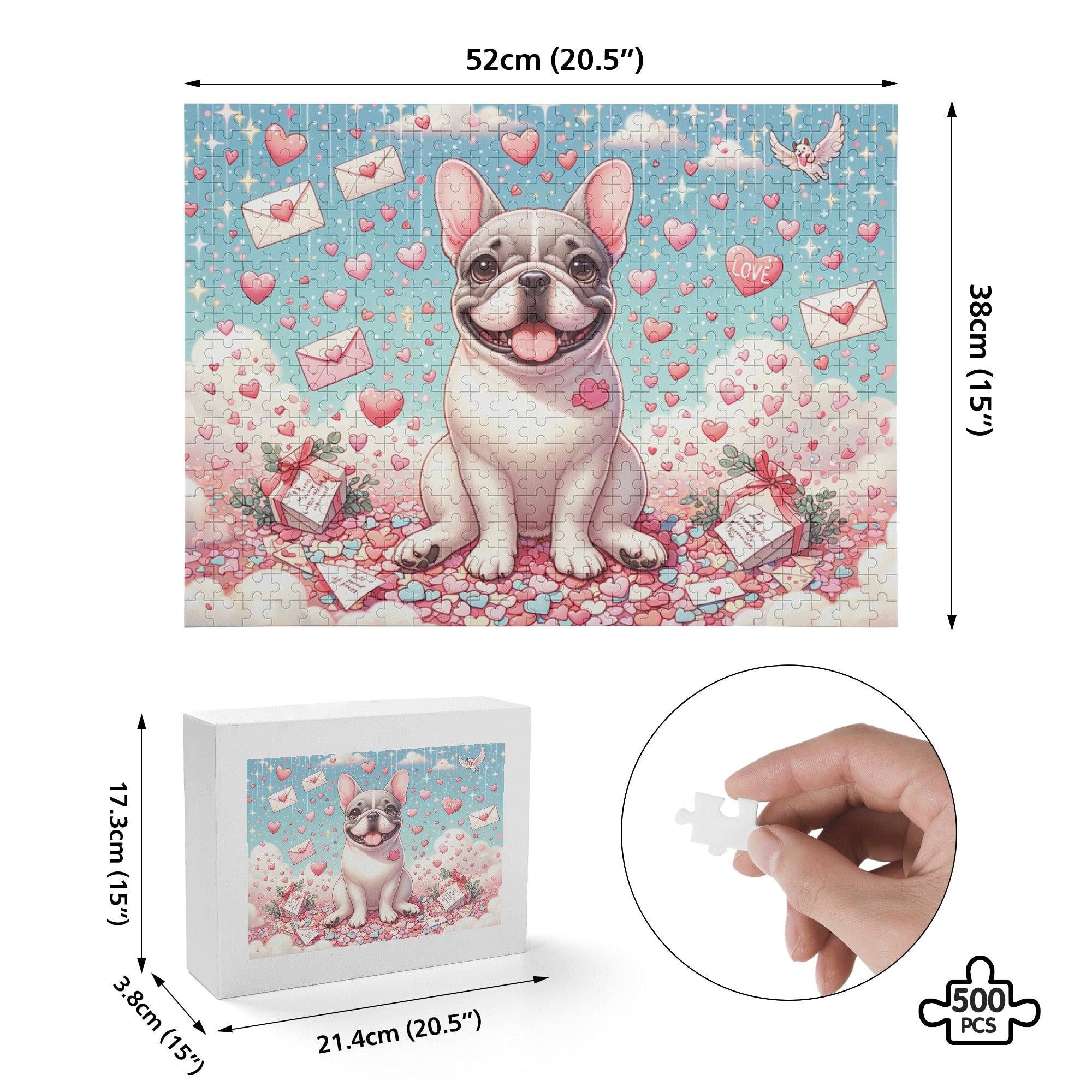 French Bulldog Melo 500 Piece Wooden Puzzle Frenchie Pet Item