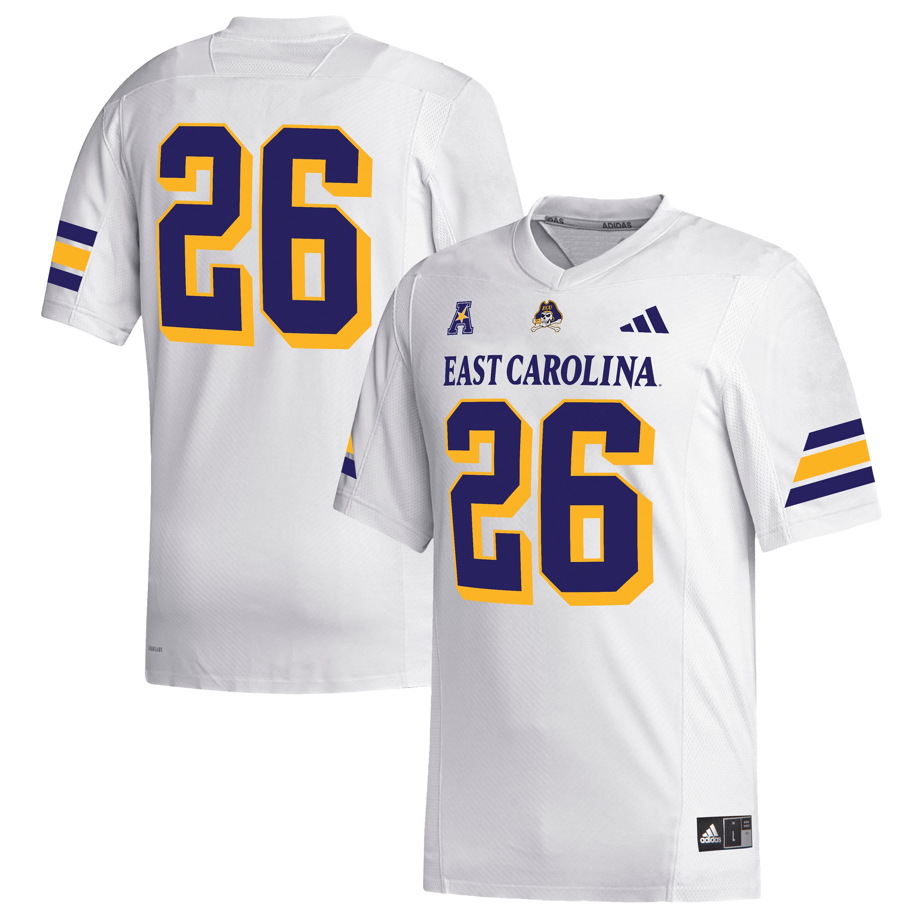 Men's #26 White ECU Pirates Football Jersey