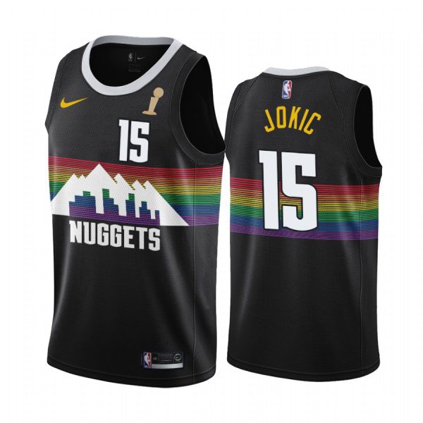Authentic Nuggets #15 Nikola Jokic 2023 Finals NBA City Jersey Black