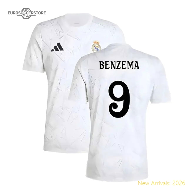 Excellent 2024-2025 Real Madrid Pre-match Shirt (white) (benzema 9)