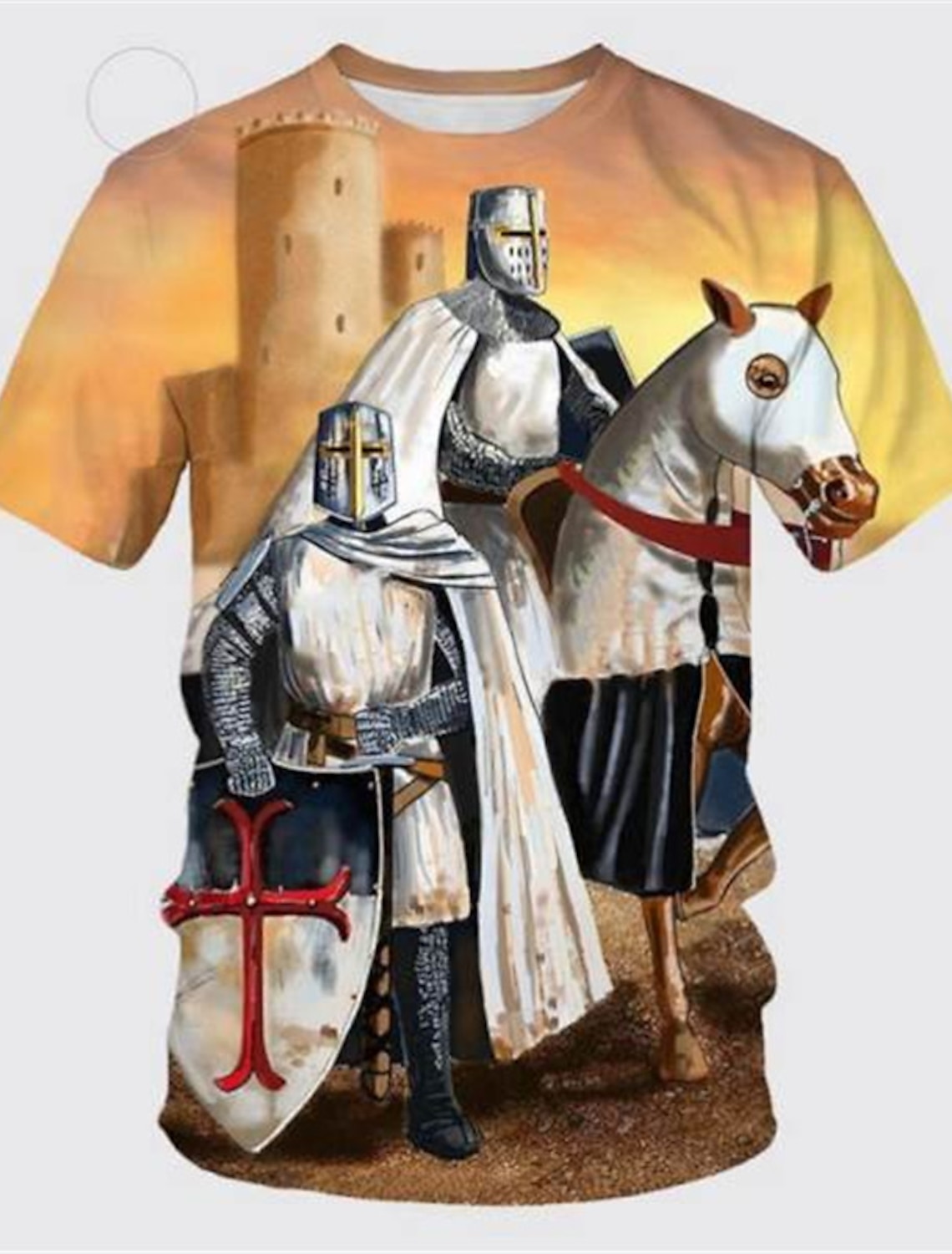 Men's Templar Cross Graphic Prints Soldier T Shirt Christian Shirts