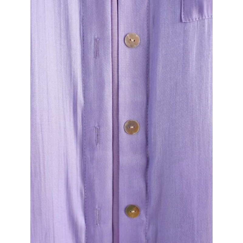 Front Pocket Silky Shiny Button Down Shirt PG0315