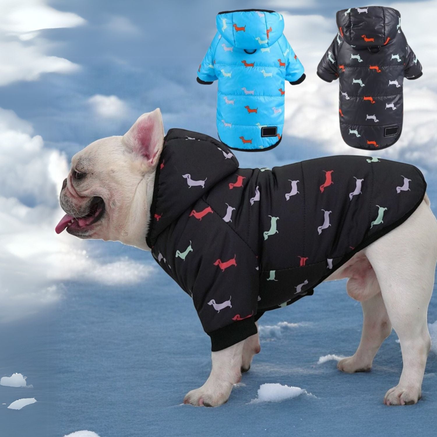 French Bulldog Luxurious Hooded Frenchie Coat Durable Dog Clothes