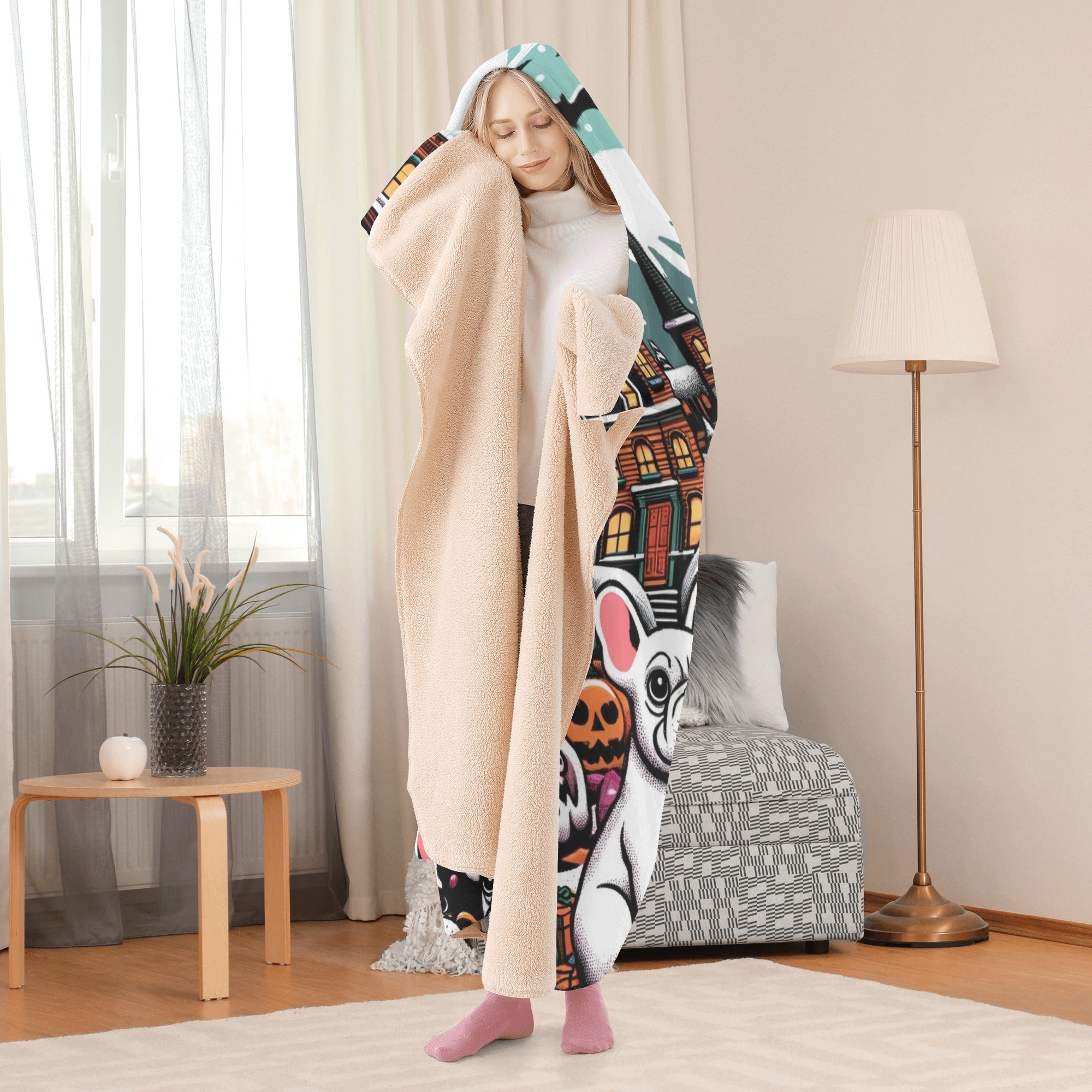 French Bulldog Finn Hooded Blanket Practical Pet Supply