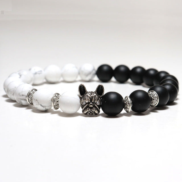 Durable French Bulldog Bracelet Onyx Lava Stone as a Gift Premium