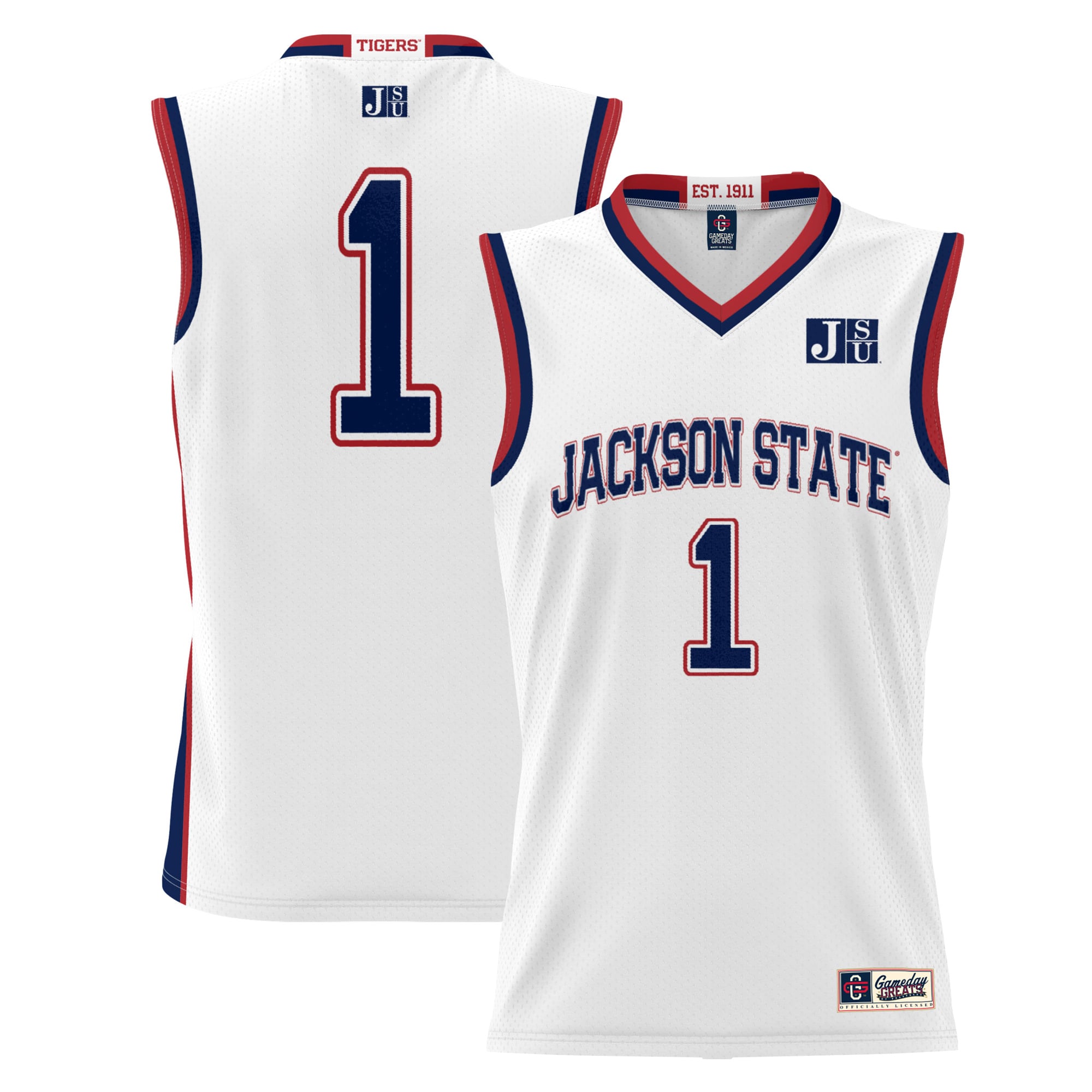 #1 Jackson State Tigers GameDay Greats Lightweight Basketball Jersey - White
