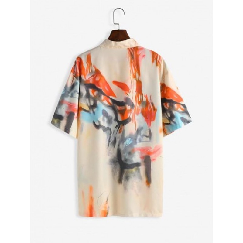Graphic Print Button Up Casual Oversized Shirt CU4251