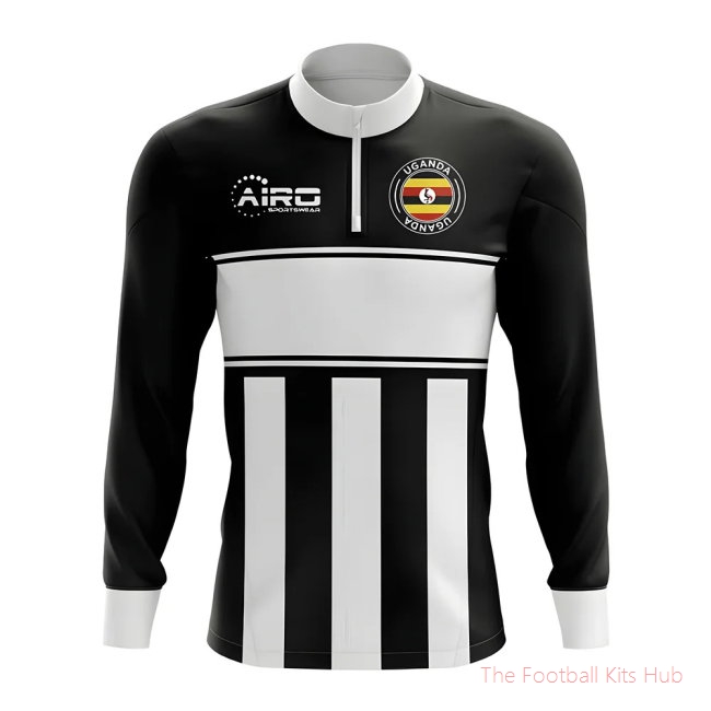 Uganda Concept Football Half Zip Midlayer Top (Black-White)
