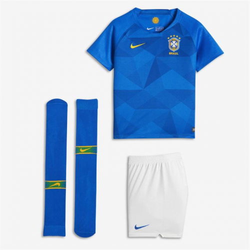 Official Kids Brazil Away 2018 World Cup Soccer KitShirtShortsSocks