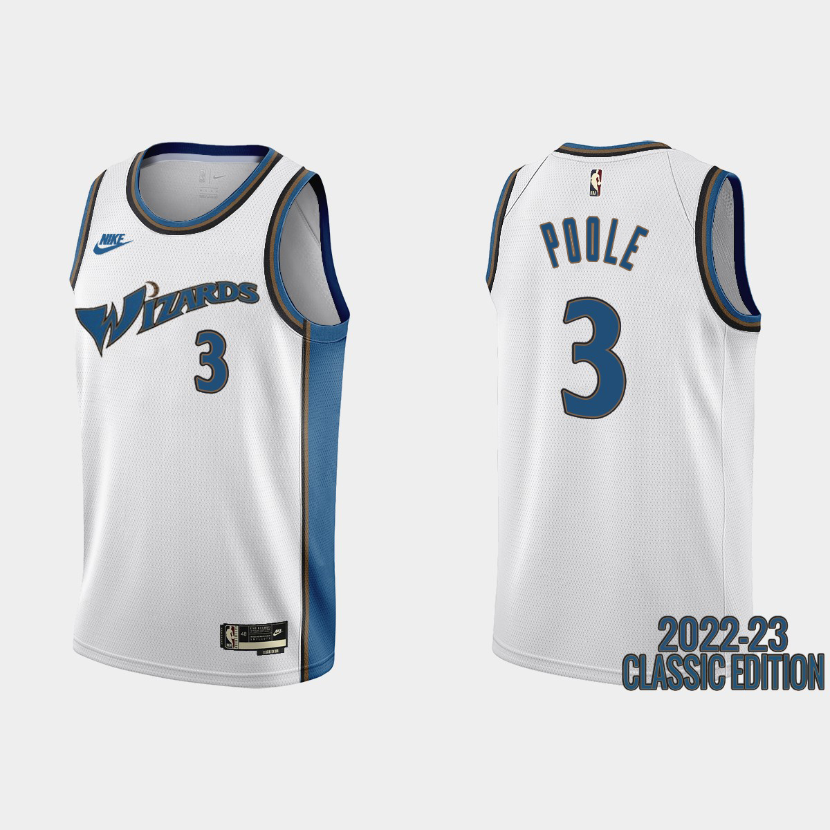 White Nike Washington Wizards #3 Jersey - Performance Fabric