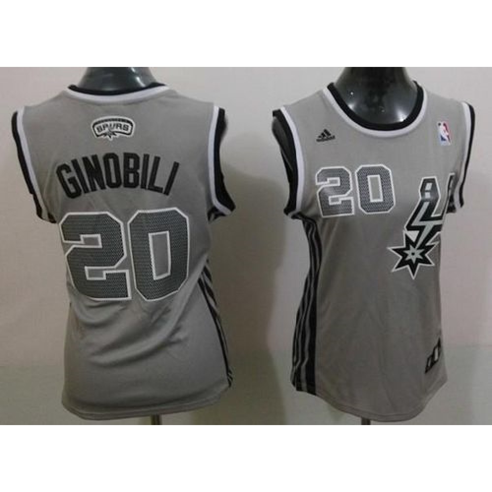 Spurs #20 Manu Ginobili Grey Alternate Women's Stitched NBA Jersey