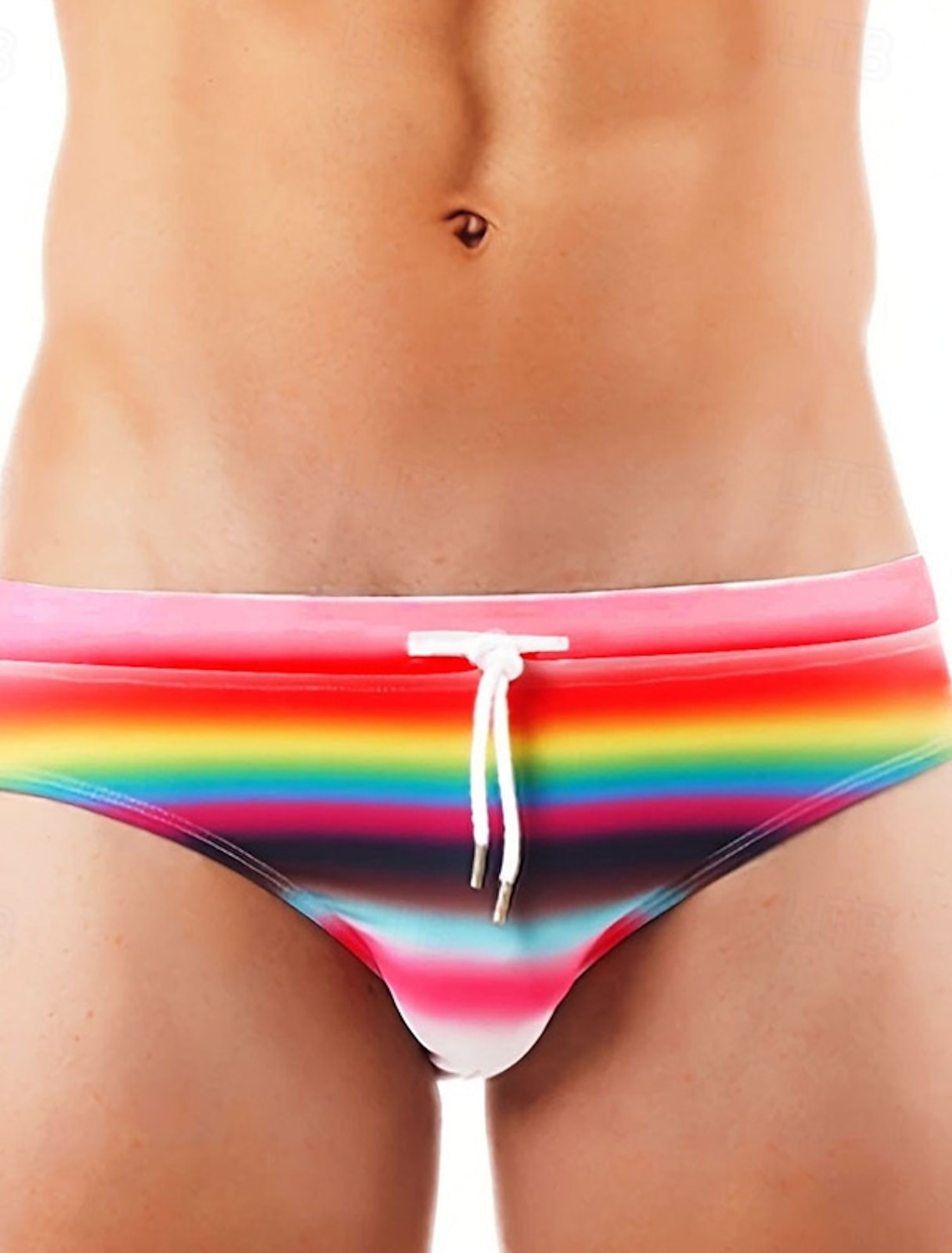Men's Swim Thong Underwear Swim Briefs Gradient Drawstring Stretchy Breathable Bottoms Surfing Bikini Diving Summer