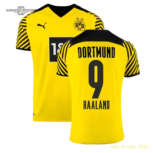 Popular 2021-2022 Borussia Dortmund Home Shirt (Kids) (Haaland 9)