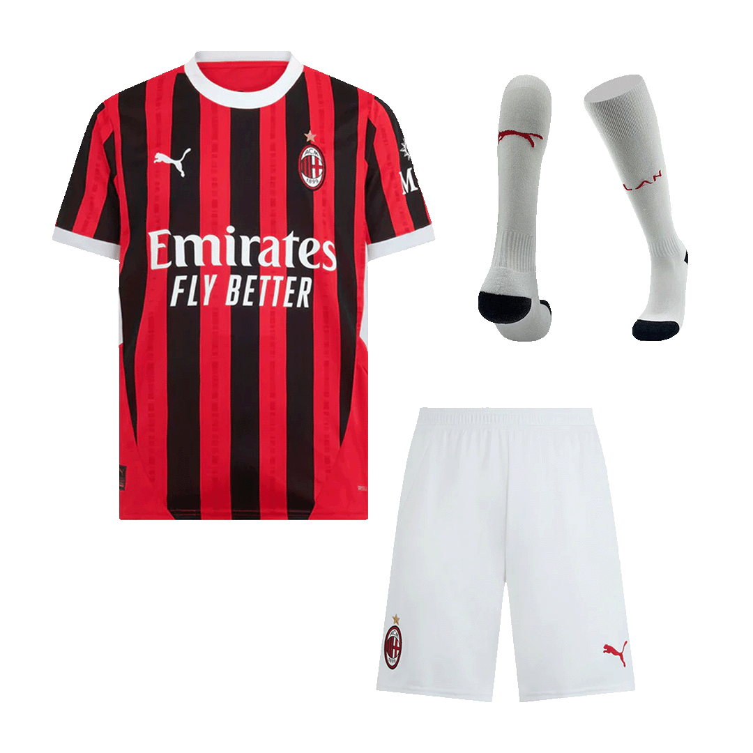 AC Milan Home Soccer Jersey Kit(Jersey+Shorts+Socks) 2024/25Authentic