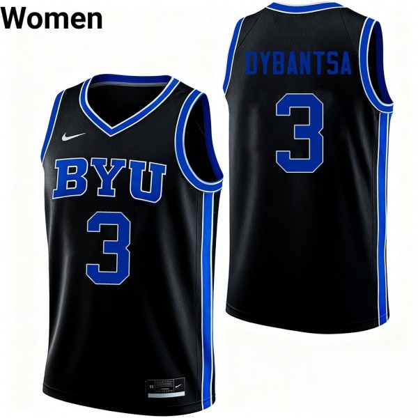 Women BYU Cougars #3 A.J. Dybantsa Black Nike Stitch Jersey
