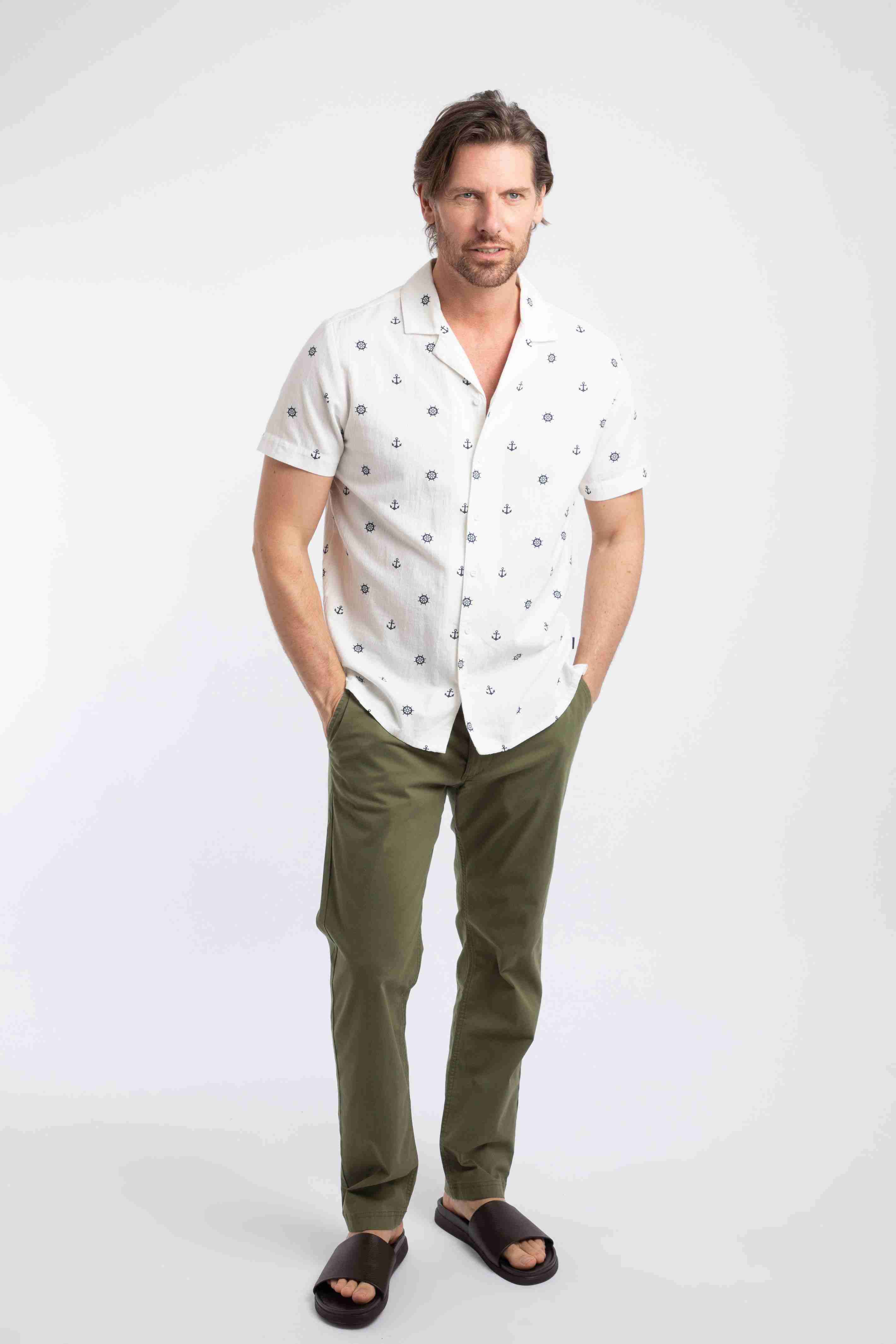 Hugh Printed Shirt Dusty White