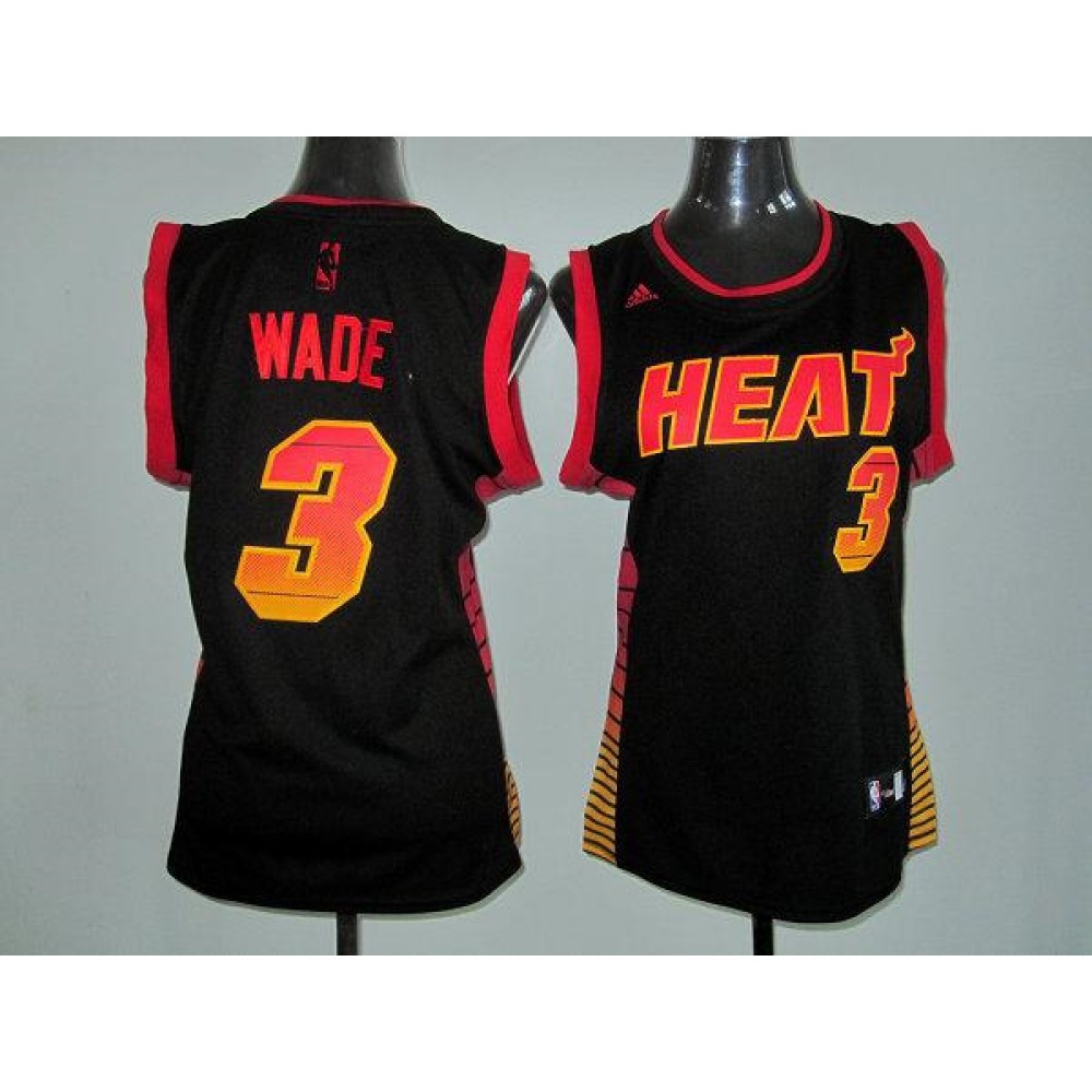 Heat #3 Dwyane Wade Black Women's Vibe Stitched NBA Jersey