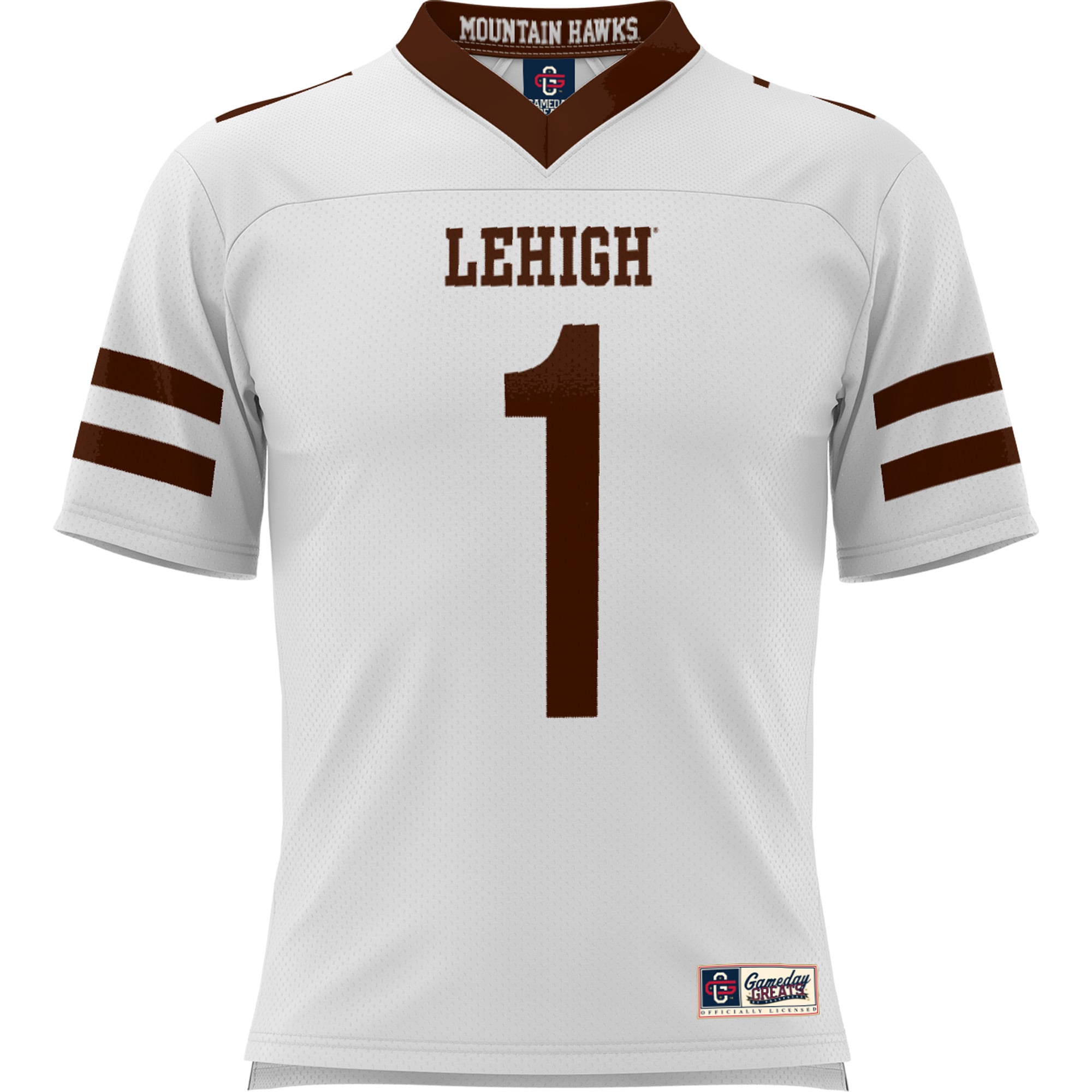 Youth #1 White Lehigh Mountain Hawks Football Jersey