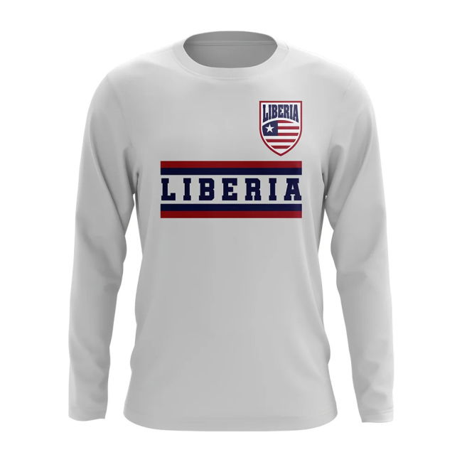 Top-Tier Liberia Core Football Country Long Sleeve T-Shirt (White)