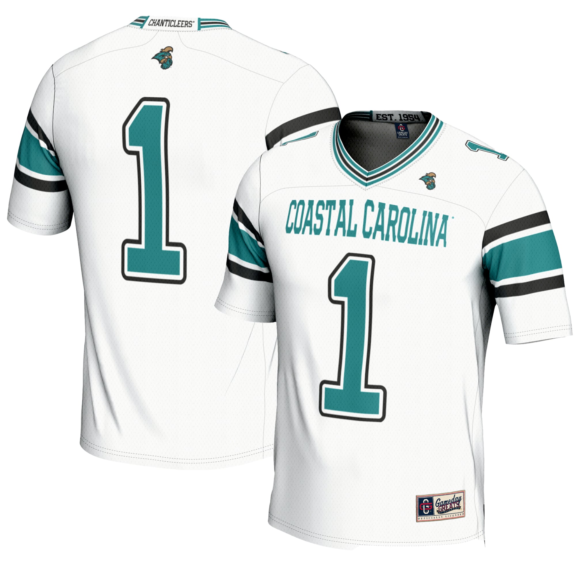 Men's #1 White Coastal Carolina Chanticleers Endzone Football Jersey