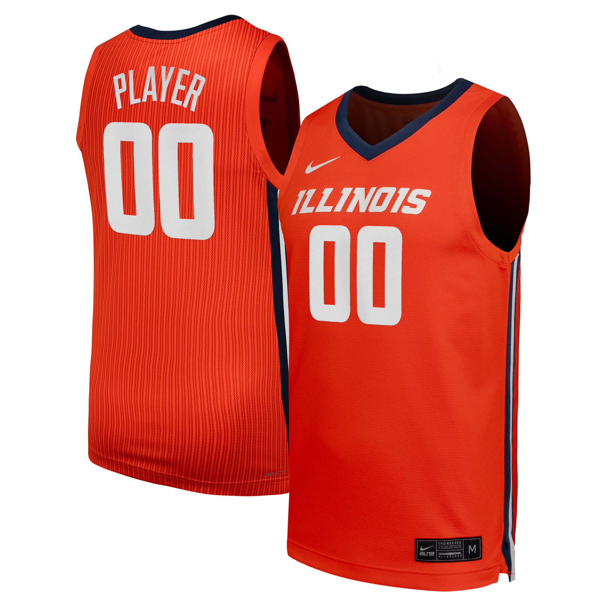 [NJP] Illinois Fighting Illini Unisex NIL Pick-A-Player Men's Basketball Replica Jersey - Orange