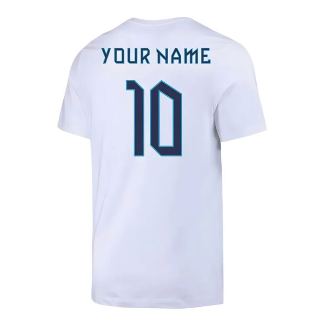 2022-2023 England Crest Tee (White) (Your Name)
