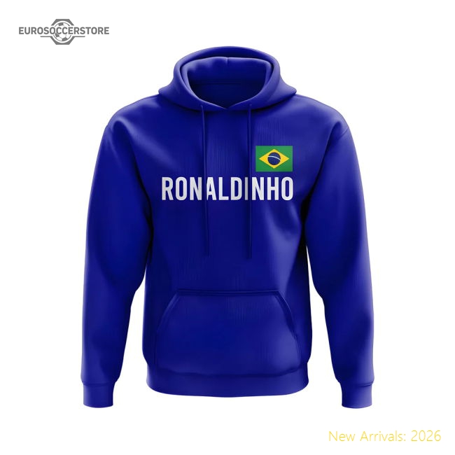 Ronaldinho Brazil National Teams Name Hoody Blue Xsb (3-4 Years)