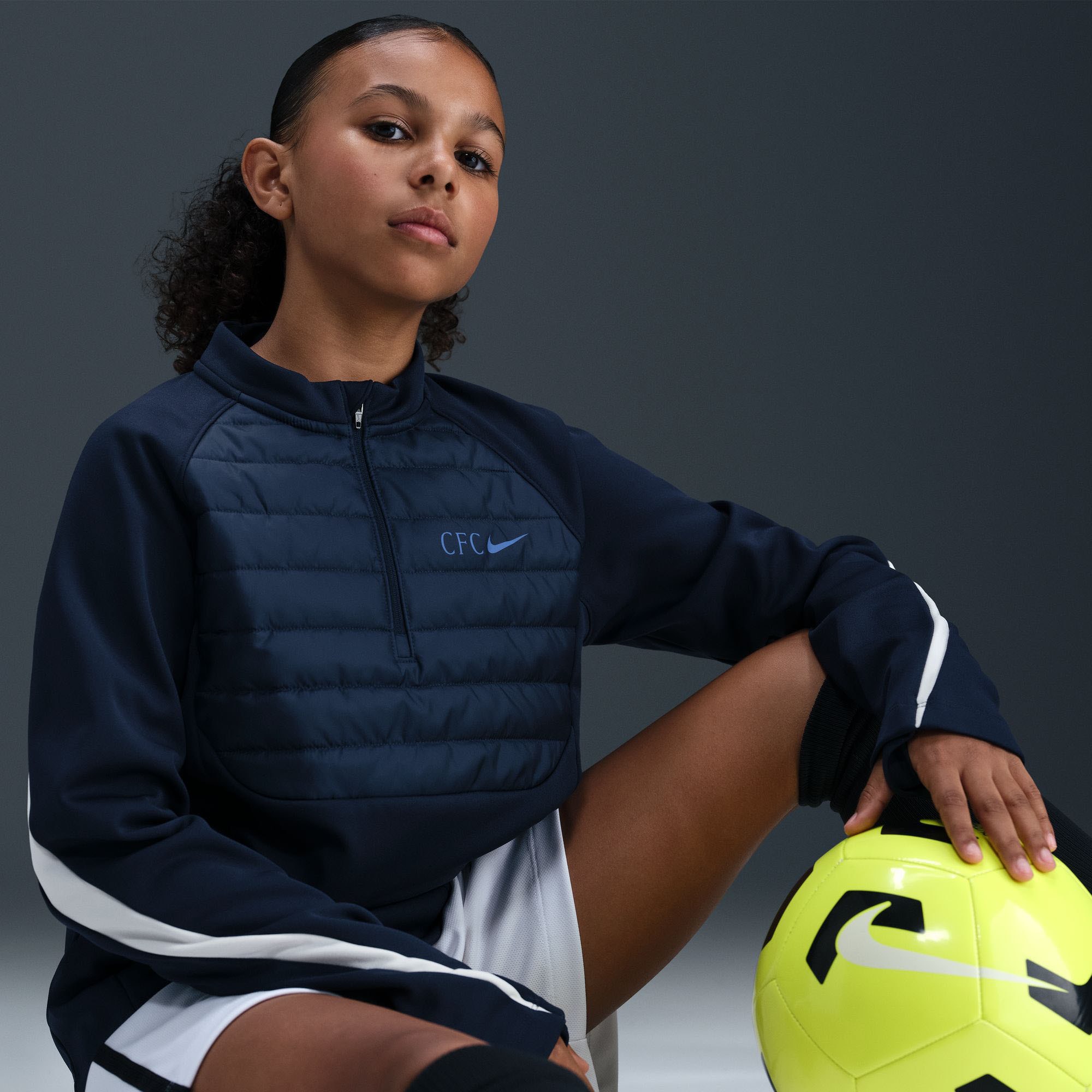 [SJH] Chelsea Youth 2025/26 Academy Winter Warrior Drill Training Jersey Top - Navy