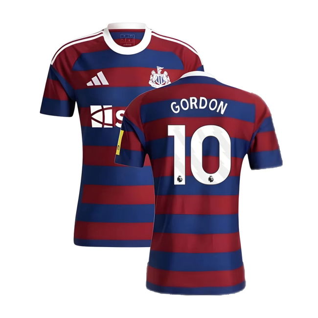 Newcastle 2024-20 Away Football Shirt with Gordon Printing L S