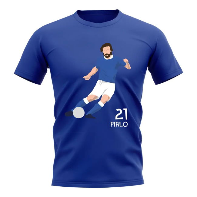Andrea Pirlo Italy Player Graphic T-Shirt (Blue) Premium