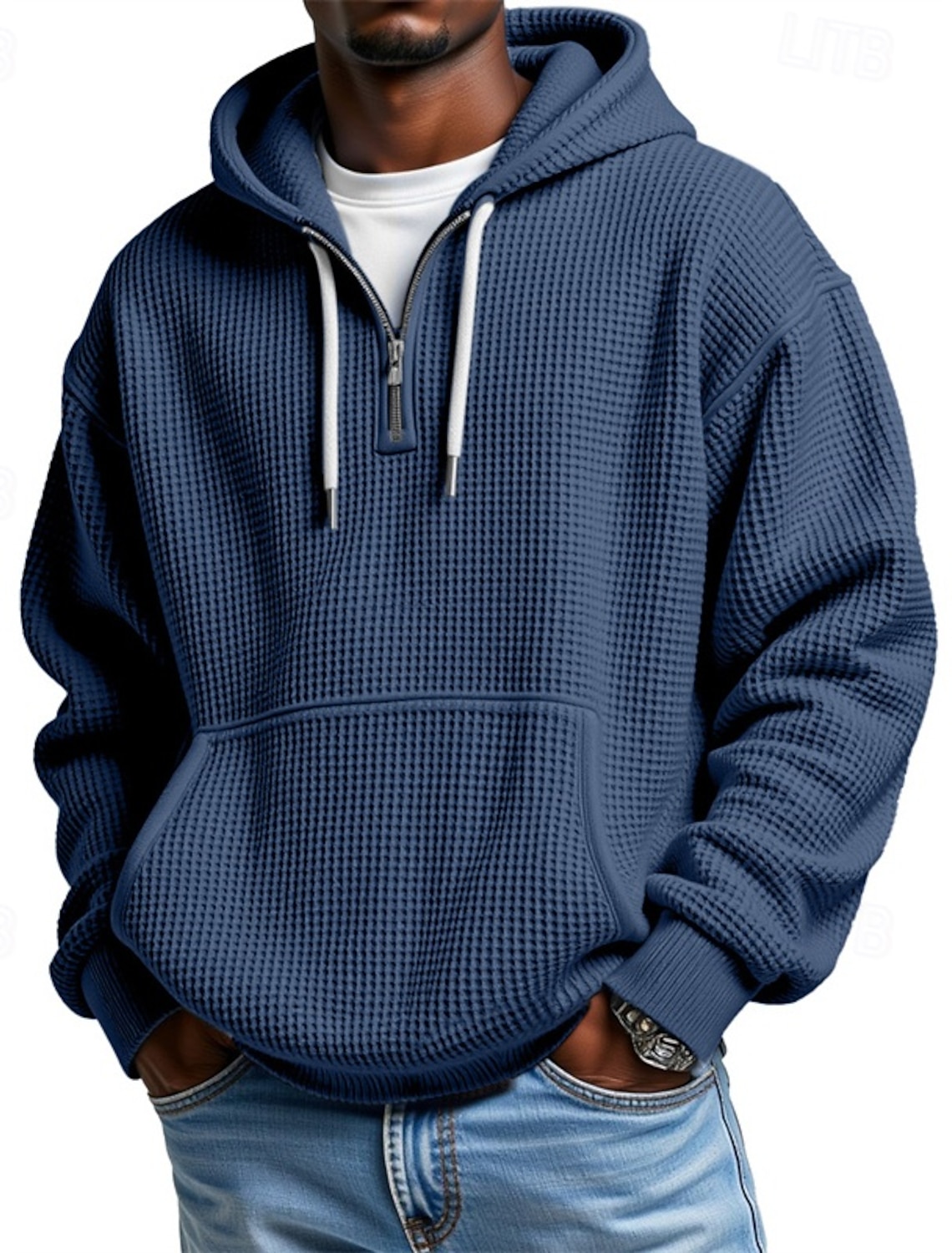 Men's Straight Leg Sweatpants Waffle Pants Drawstring Lattice