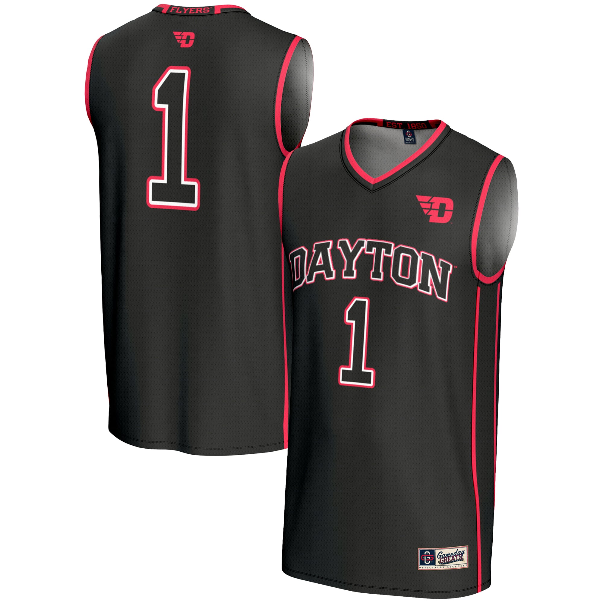 #1 Dayton Flyers GameDay Greats Youth Lightweight Basketball Jersey - Black