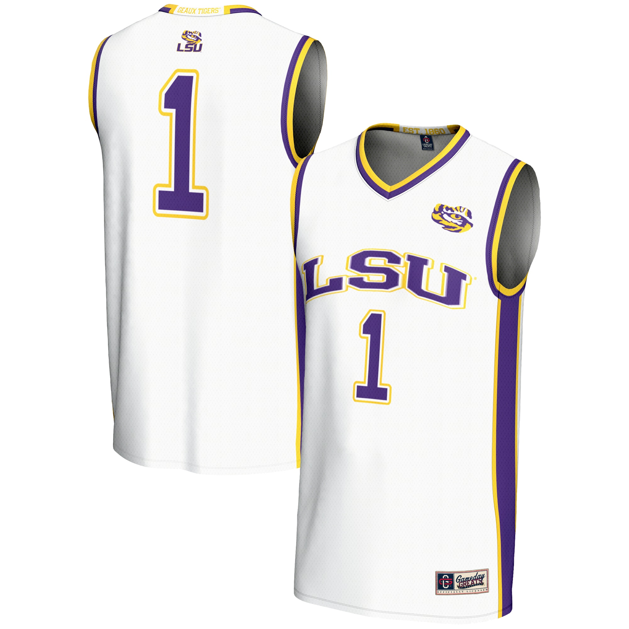[NJP] LSU Tigers GameDay Greats Youth Lightweight Basketball Jersey - White