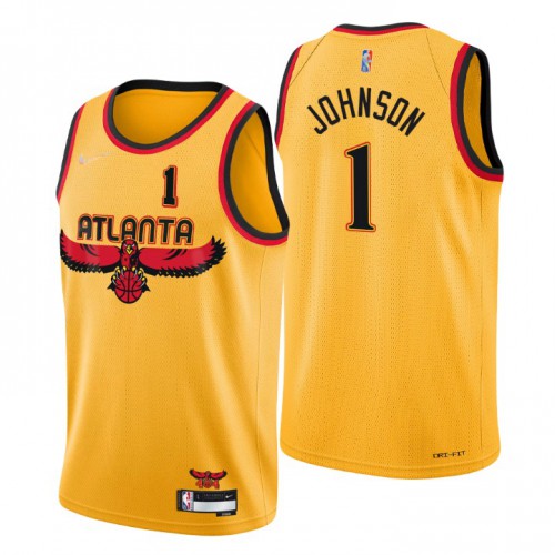 Gold Nike Atlanta Hawks #1 Hawks Jersey - Mesh Fabric Premium Quality
