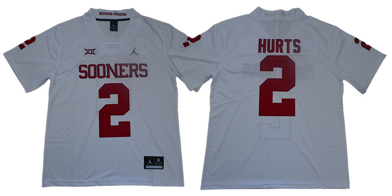 Men's Oklahoma OU #2 Jalen Hurts White 2024 moisture wicking replica