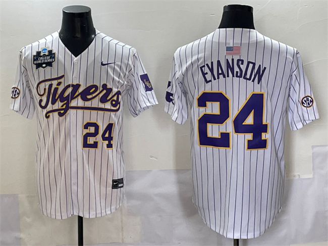 Men's LSU Tigers LA White 2025 moisture wicking Anthony Eyanson #24