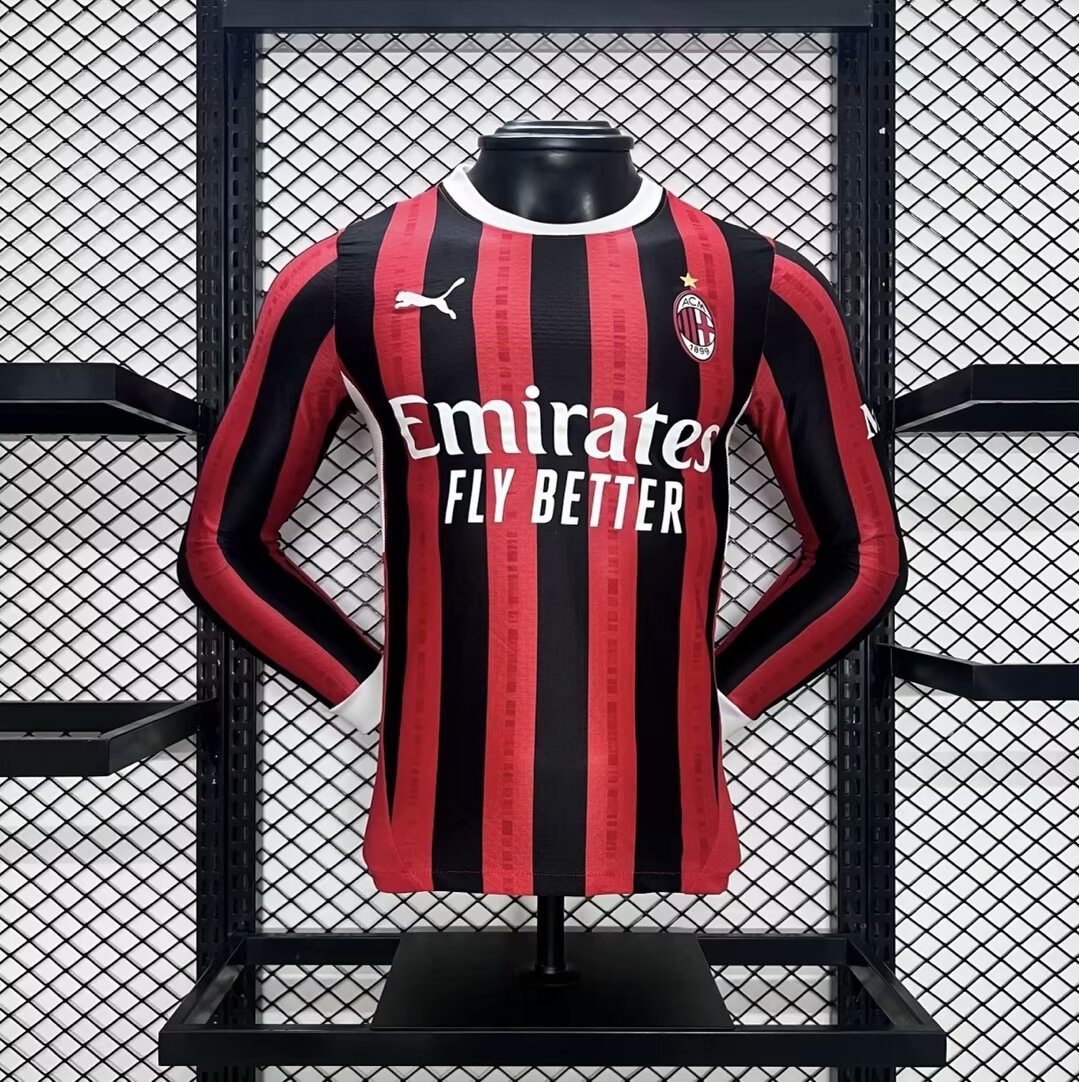 Lightweight AC Milan 2425 Home Long Sleeve Shirt Authentic Version