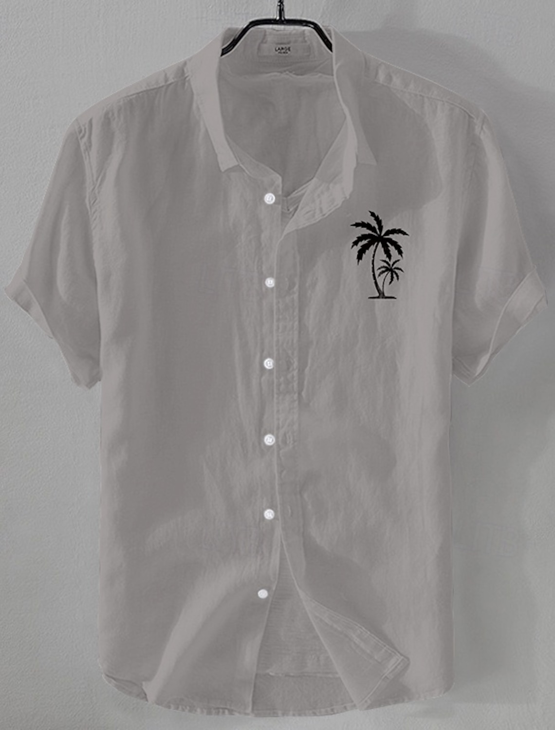 Men's Linen Shirt Minimalist Aloha Shirt Casual Shirt Cotton Linen Shirt Button Up Shirt Coconut Tree Vacation Street Black White Pink Dark Navy Short Sleeve Lapel Summer Clothing Apparel Button-Down