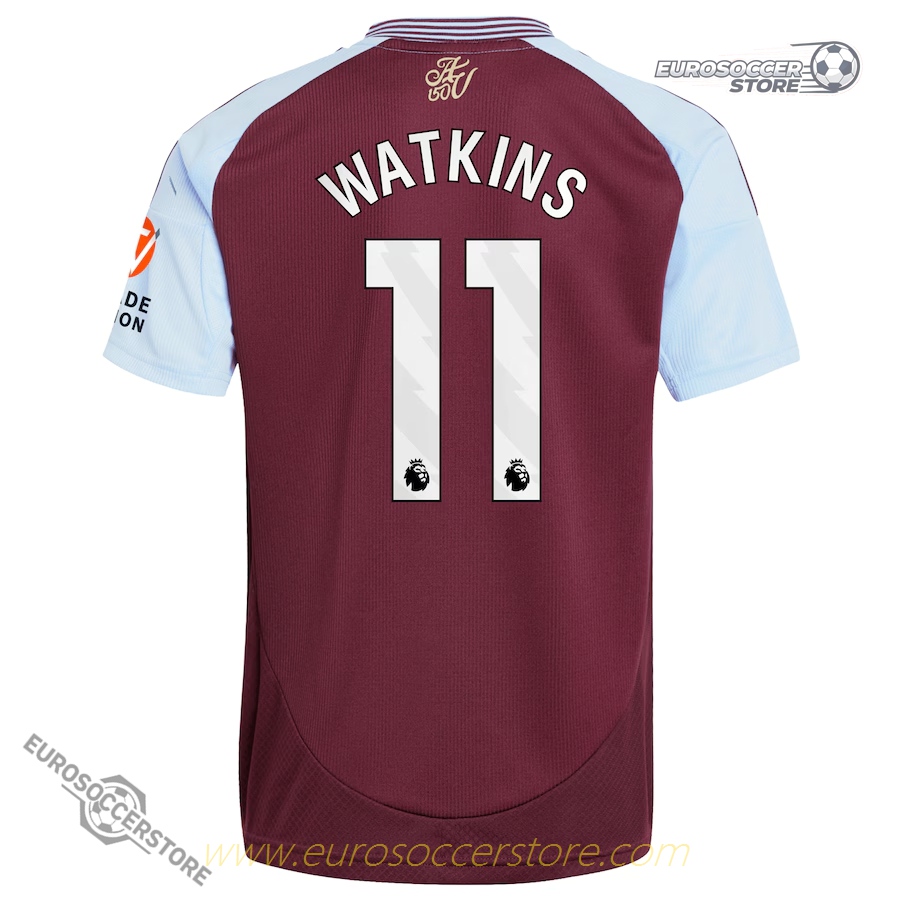 Aston Villa's Home Jersey for the 24-25 season, featuring Watkins wearing the number 11.