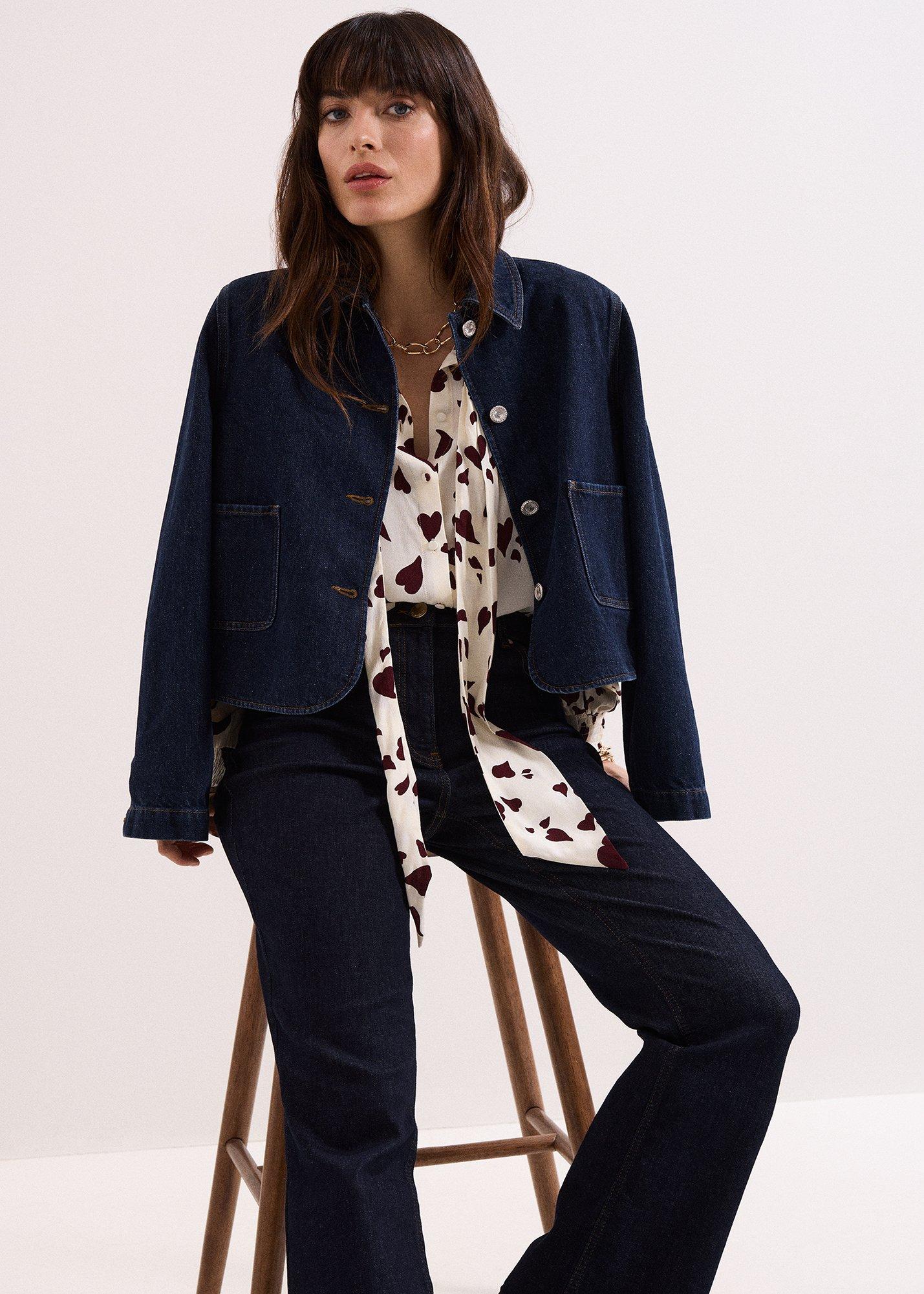 Paloma Heart Print Tie Neck Blouse