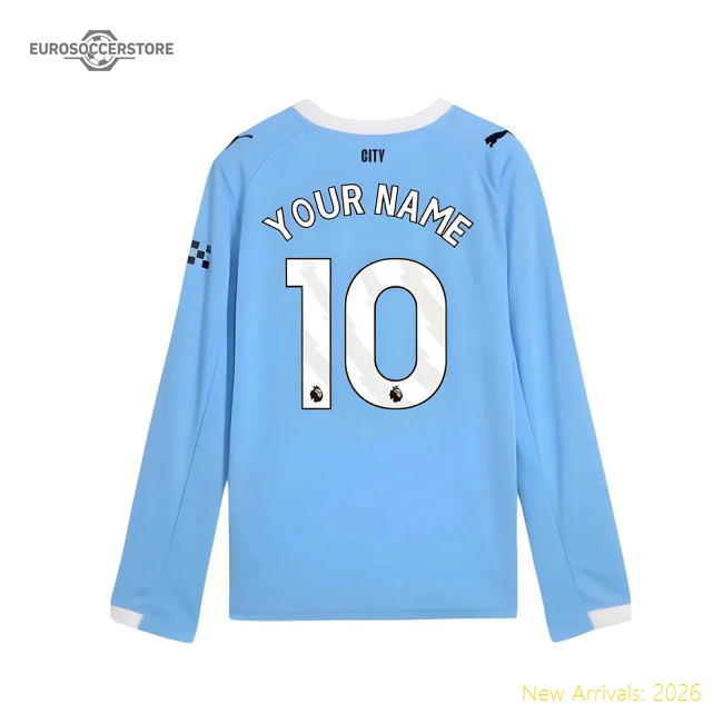 2025-2026 Man City Long Sleeve Home Jersey Kids Classic Your Name