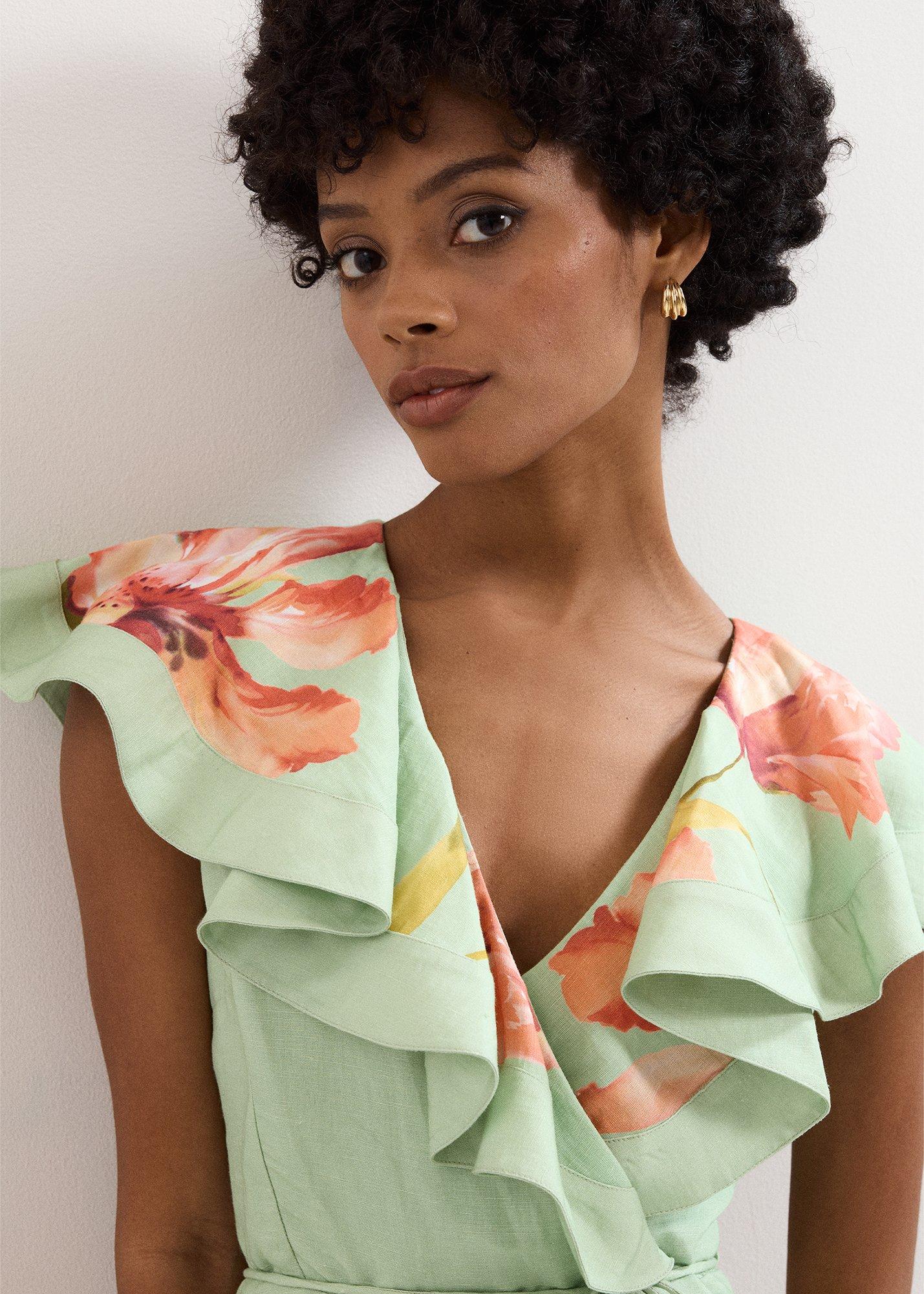 Petite Matilda Green Floral Midi Dress